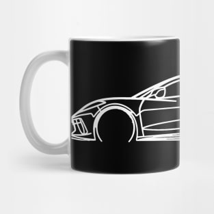 White C8 Corvette Racecar Side Silhouette Outline Arctic White Supercar Sports car Racing car Mug